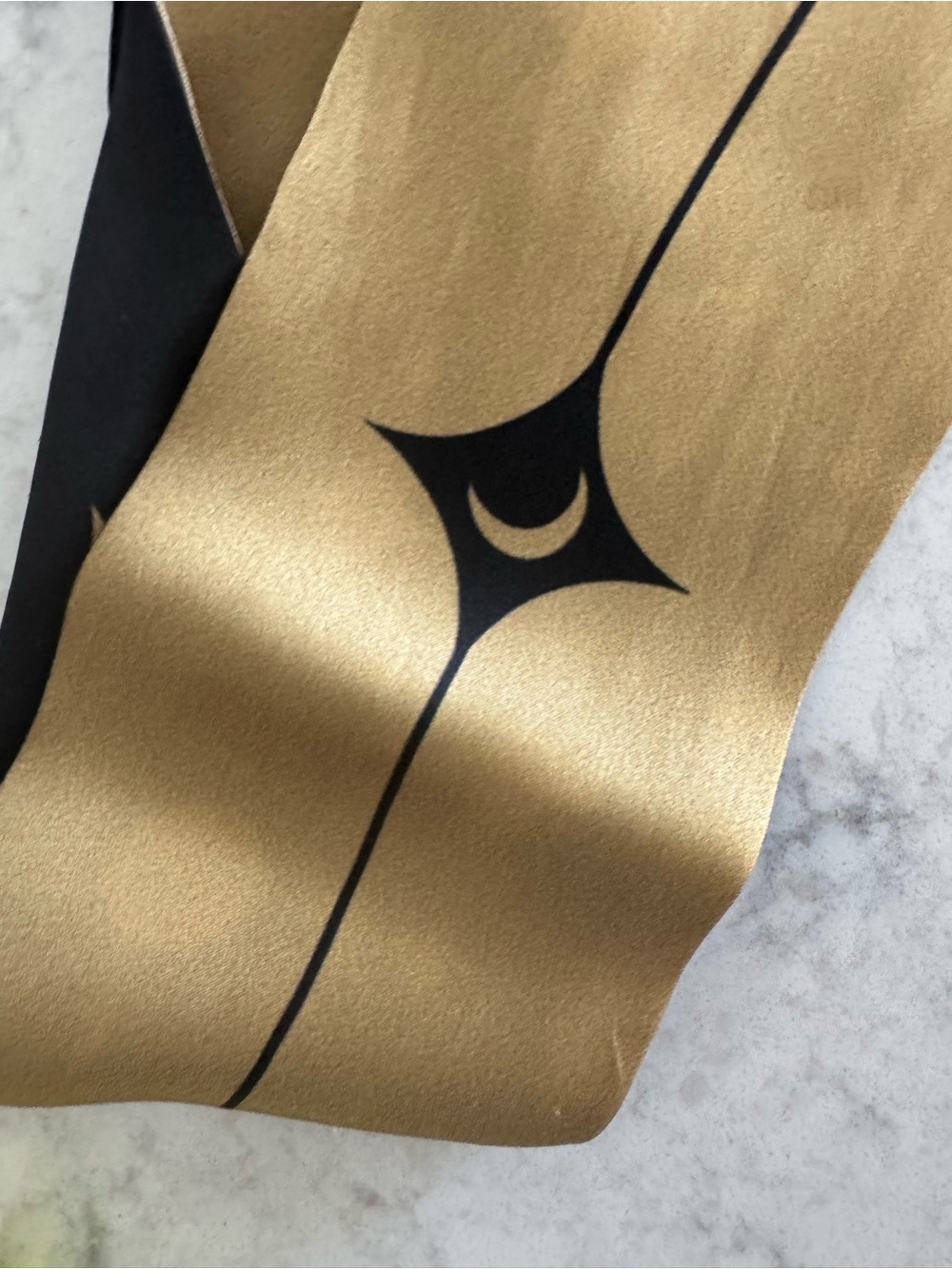 Lost Pattern Moonlight Stars Silky Gold & Black Graphic Scarf - Picture 6 of 14
